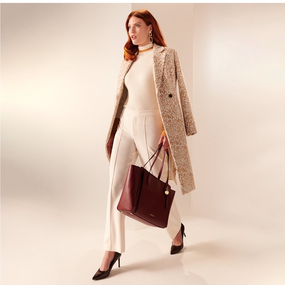 Nine West Side Vent Animal Print Coat in Ivory Tan Leopard - Picture 5 of 11